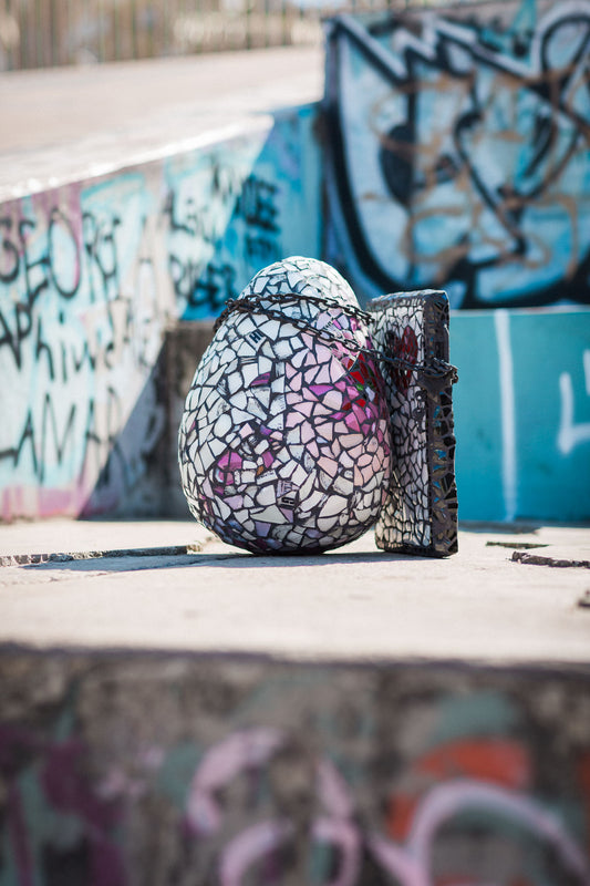 Glass Art Portfolio - Life Caught By Likes - Up-cycled Glass Mosaic Sculptural Installation